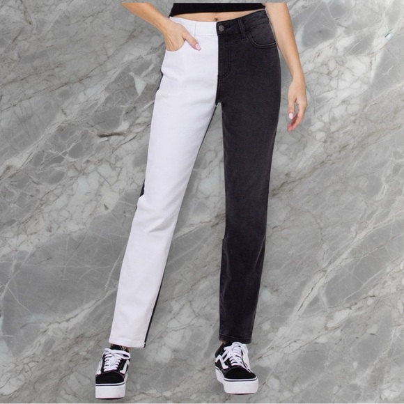 Cello’s Size 9 Two Tone Black/White High Rise Straight Jeans Cotton/Poly… - Picture 6 of 8